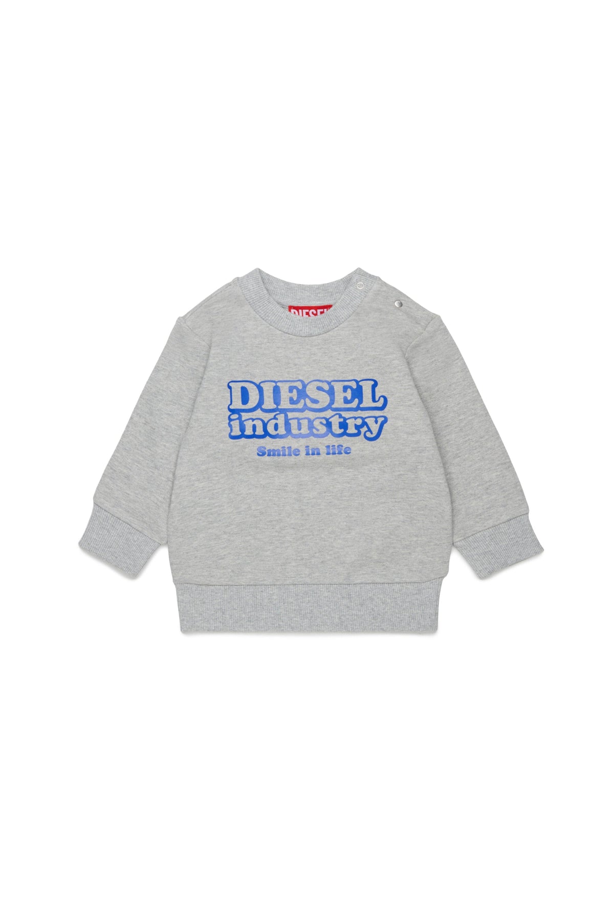 Diesel Felpa girocollo grigio melange con bottoni sulla spalla