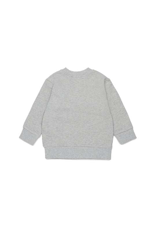 Diesel Felpa girocollo grigio melange con bottoni sulla spalla
