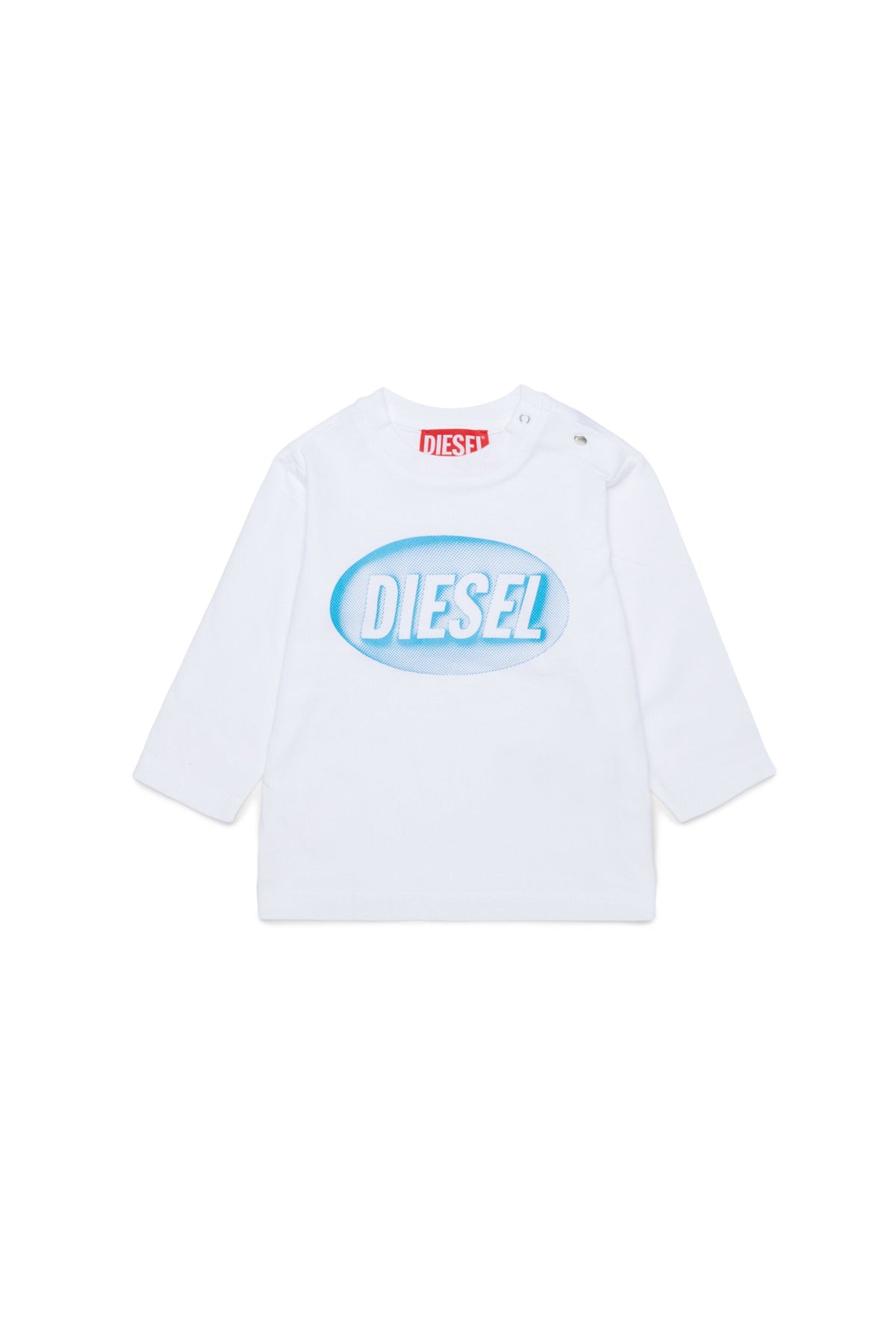 Diesel T-shirt bianca maniche lunghe con logo ovale