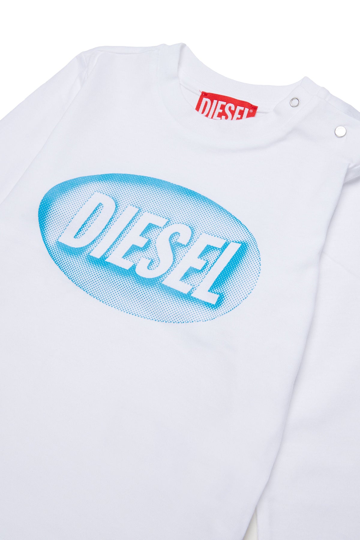 Diesel T-shirt bianca maniche lunghe con logo ovale