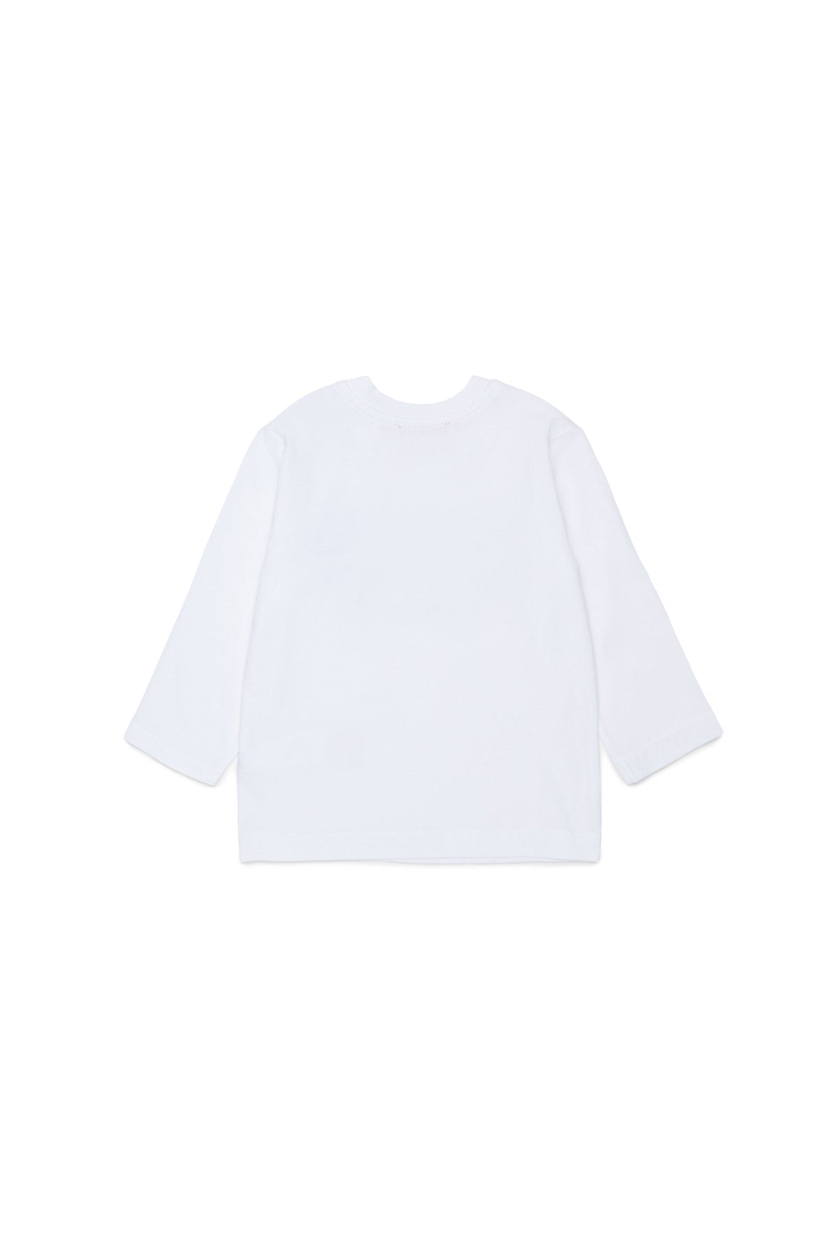 Diesel T-shirt bianca maniche lunghe con logo e bottoni sulla spalla