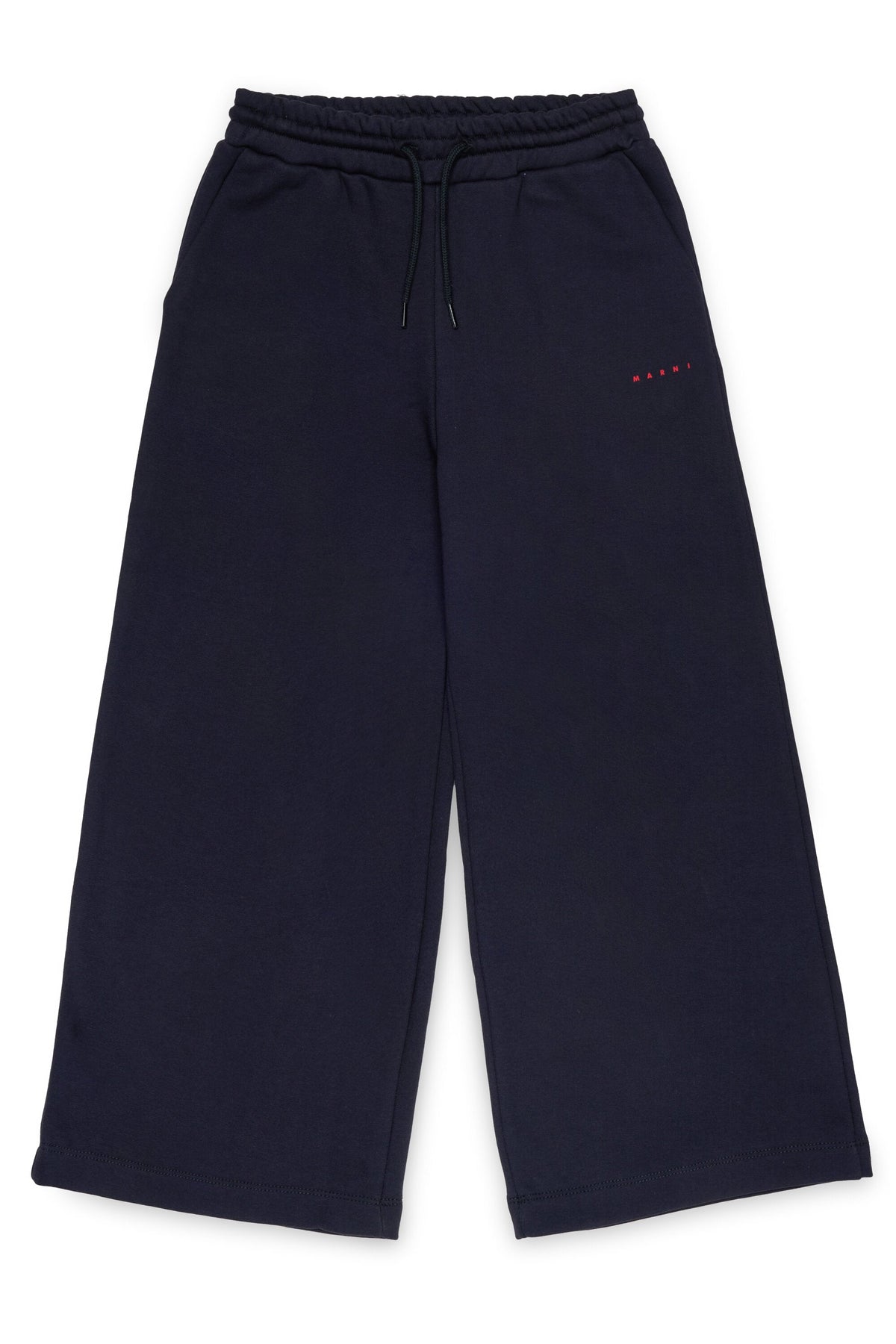 MARNI Pantalone blu in felpa a gamba dritta con logo