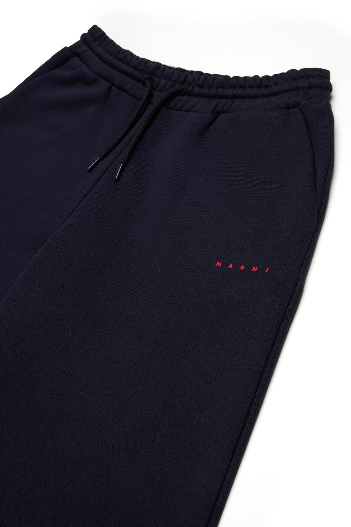 MARNI Pantalone blu in felpa a gamba dritta con logo