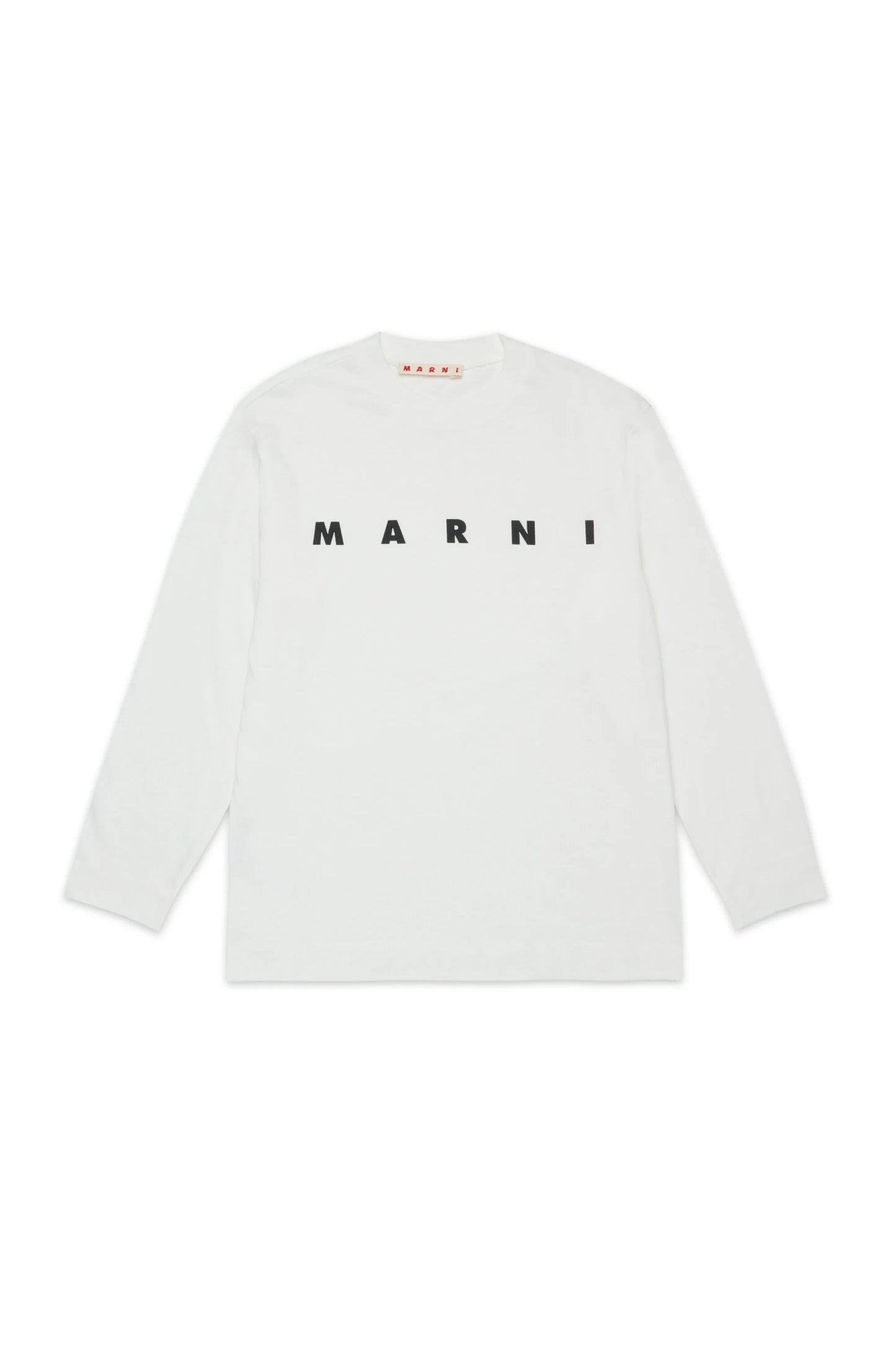 Marni T-shirt bianca manica lunga in jersey con logo