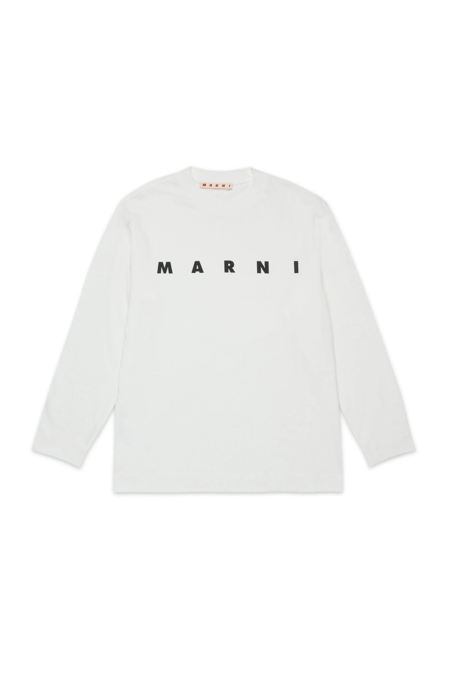 Marni T-shirt bianca manica lunga in jersey con logo
