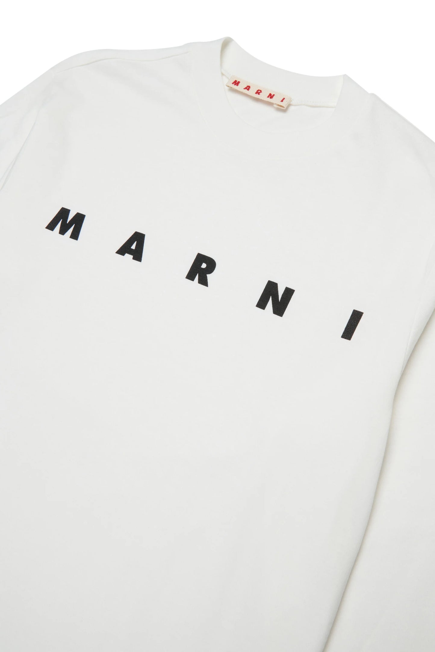 Marni T-shirt bianca manica lunga in jersey con logo