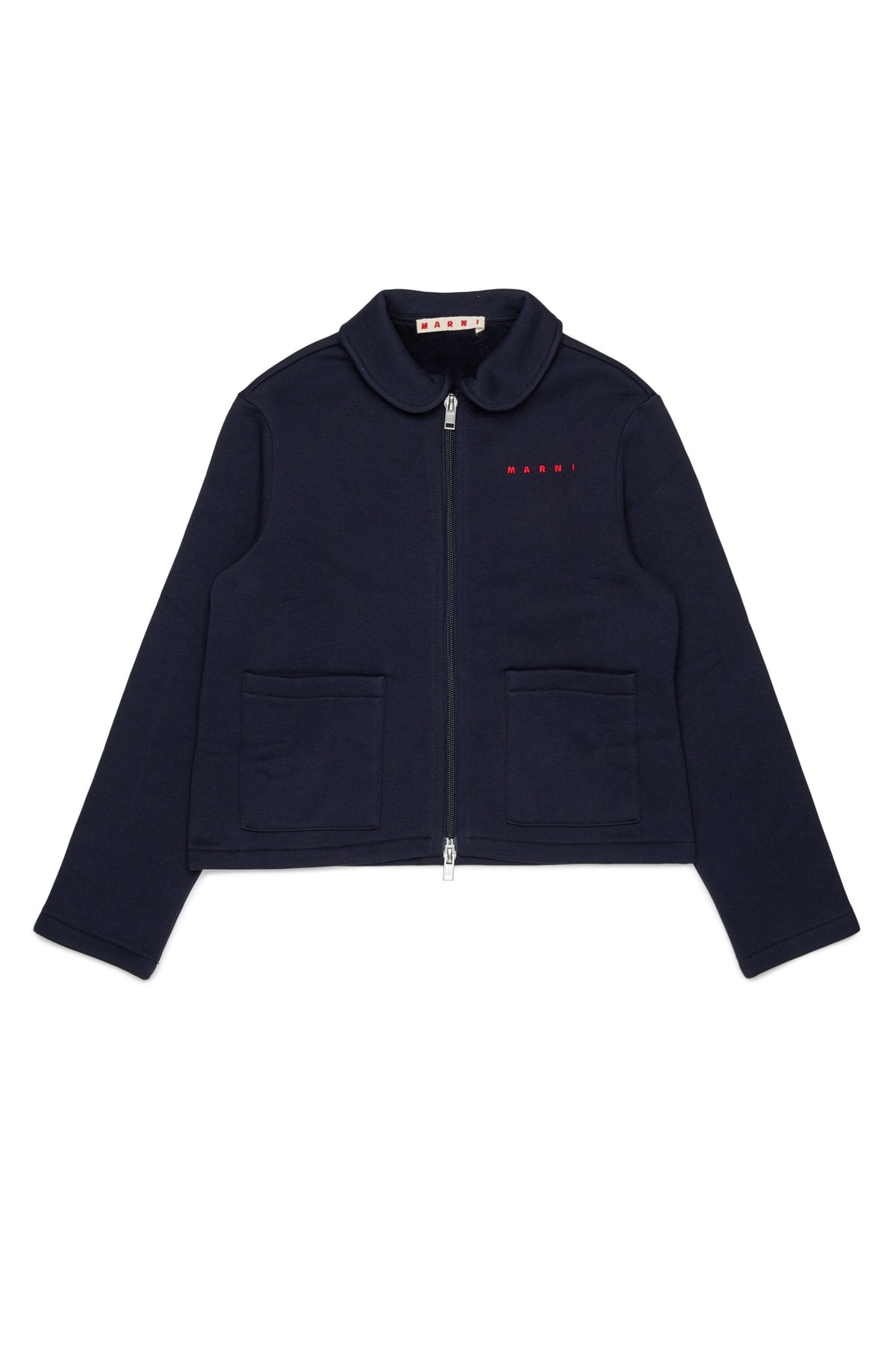 MARNI Giacca blu in felpa con zip e colletto