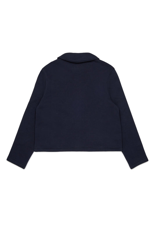MARNI Giacca blu in felpa con zip e colletto