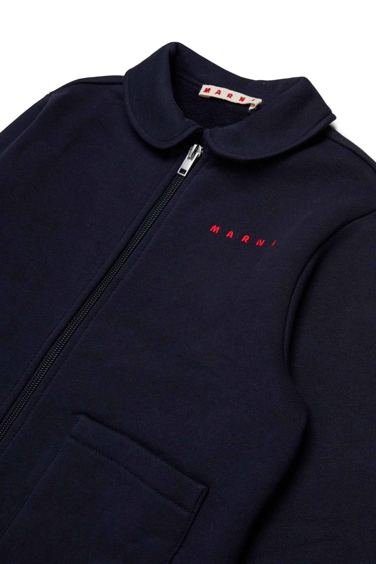 MARNI Giacca blu in felpa con zip e colletto