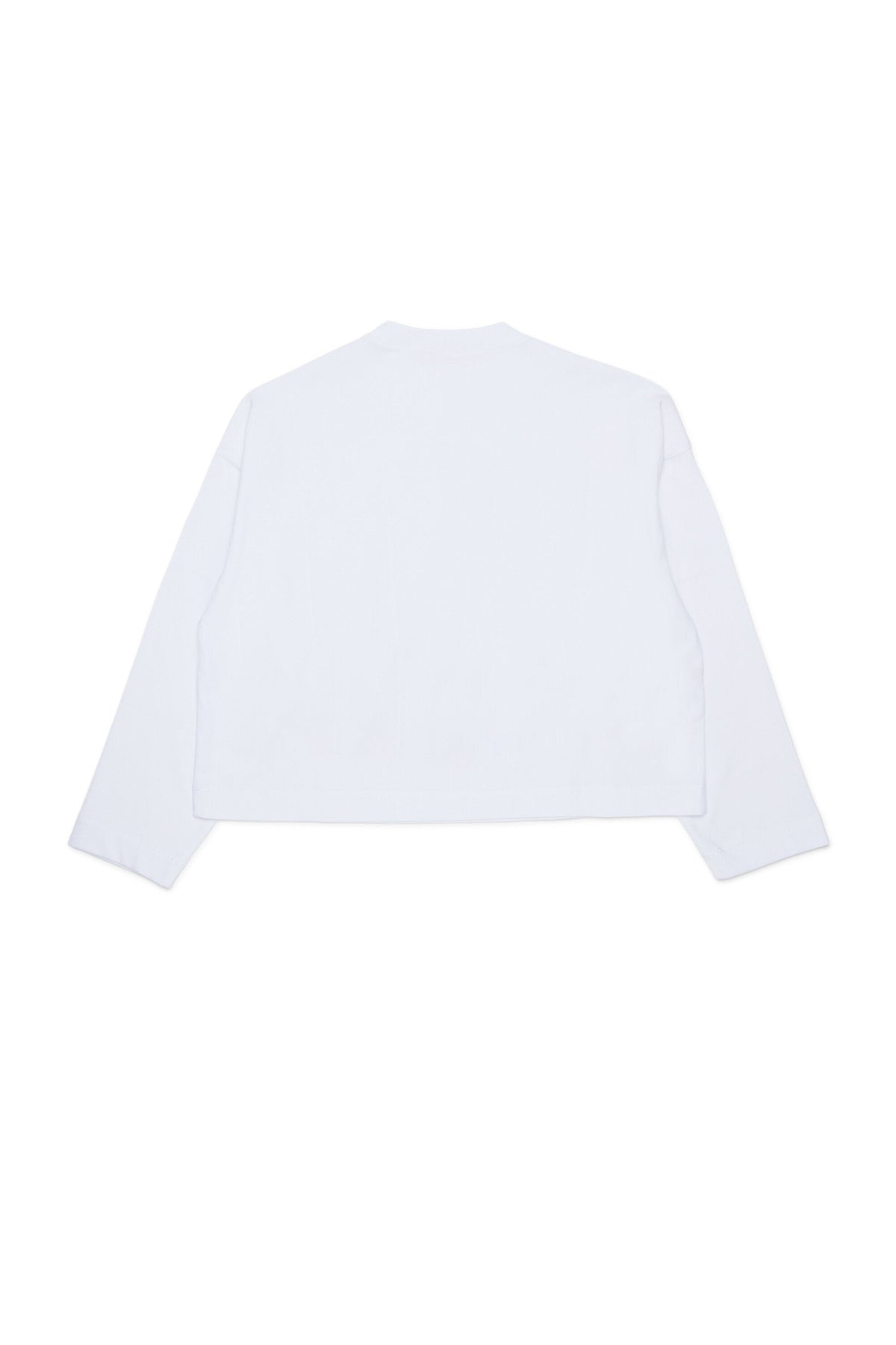 MARNI T-shirt bianca cropped a maniche lunghe con stampa