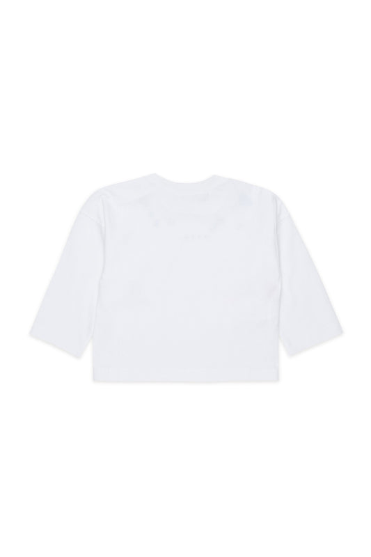 MARNI T-shirt bianca maniche lunghe con stampa fiori