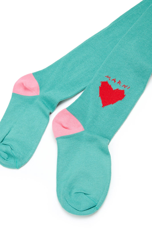 MARNI Collant Tiffany con cuore e logo