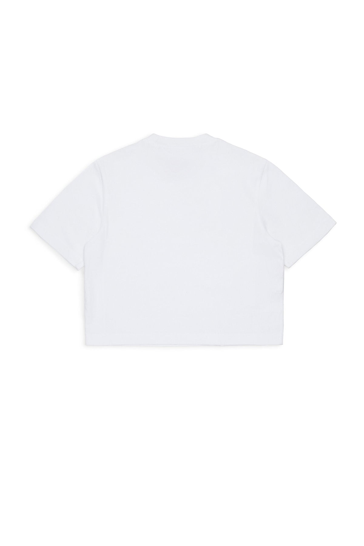 MARNI T-shirt bianca cropped con logo in cristalli