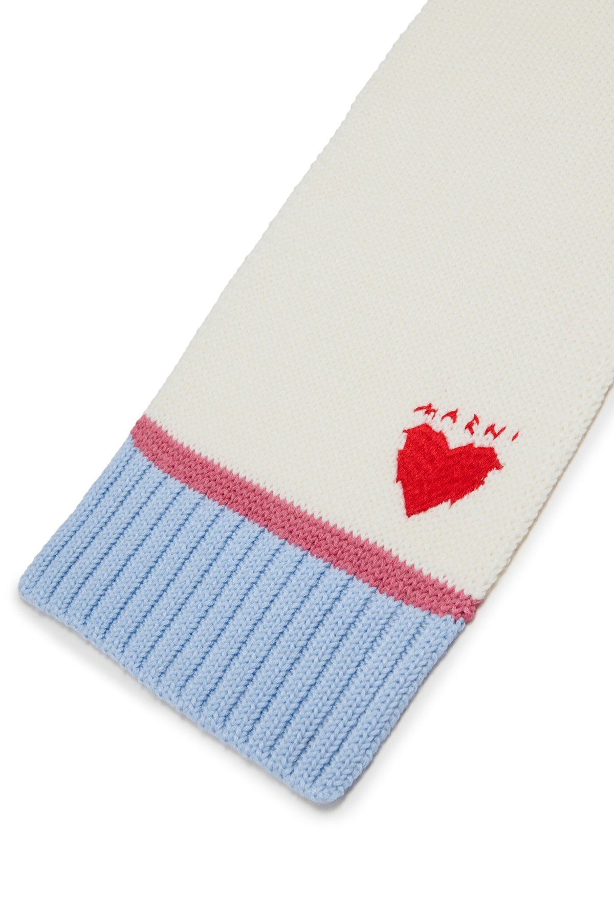 MARNI Sciarpa bianca con cuore ricamato