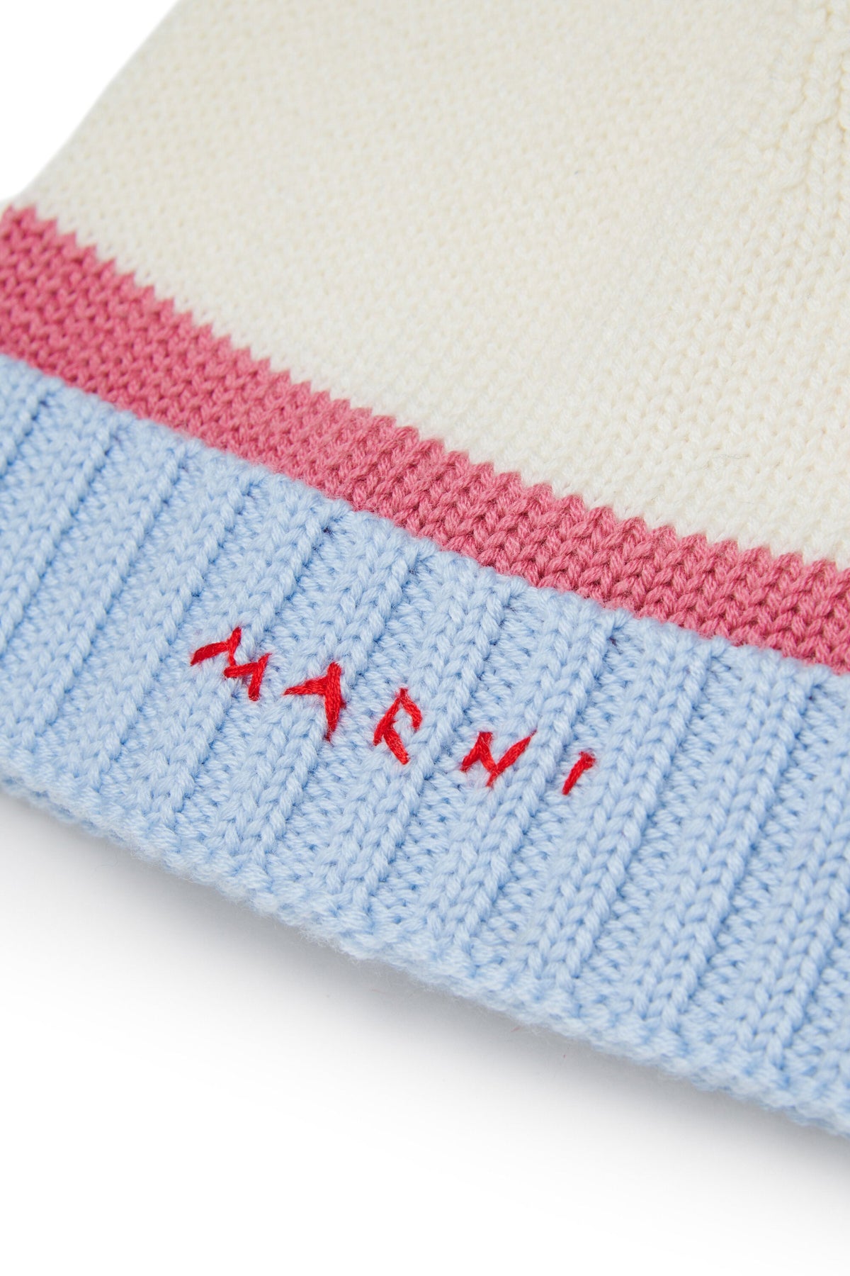 MARNI Berretto bianco con risvolto e logo