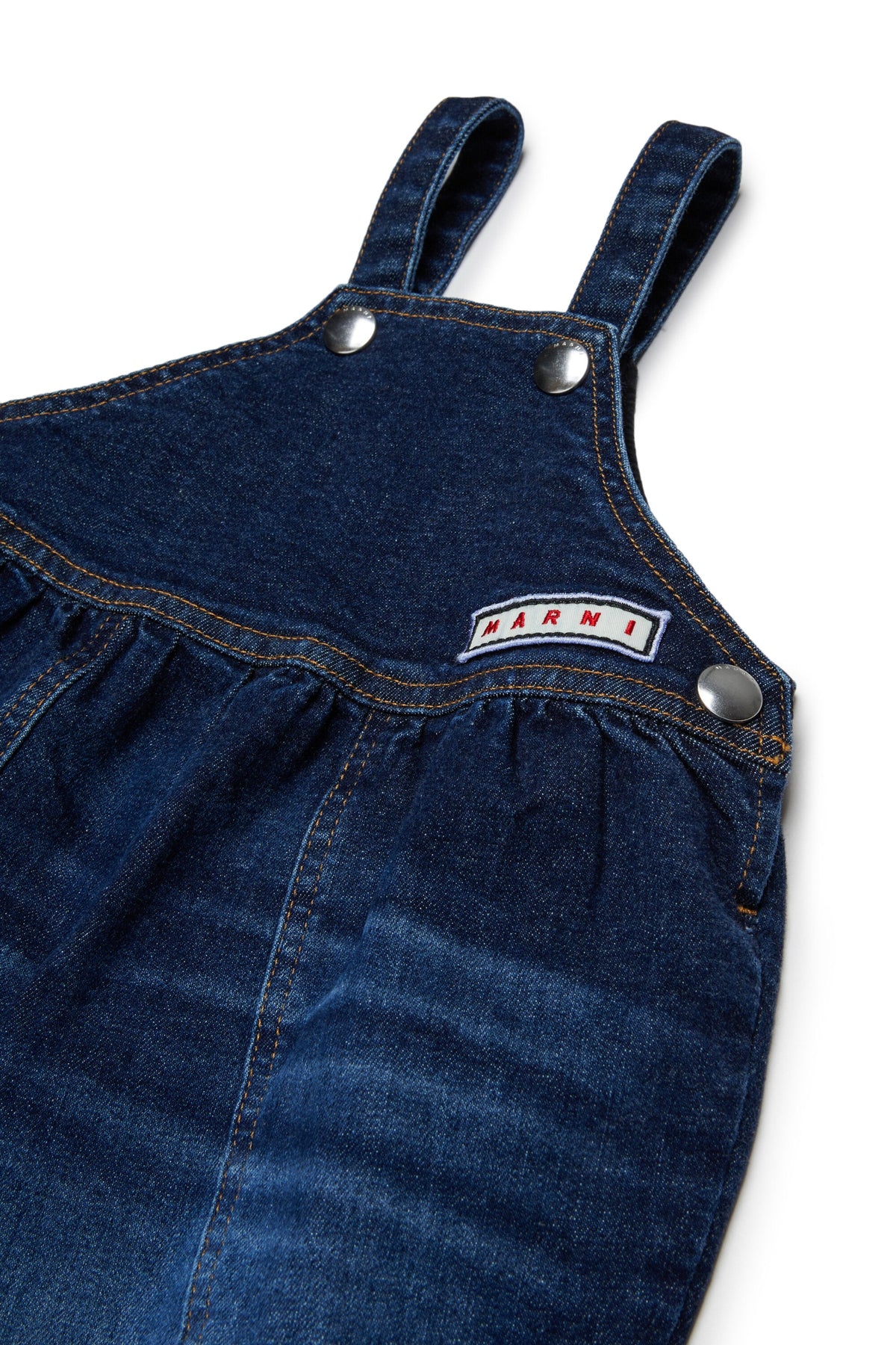 MARNI Salopette in denim con logo