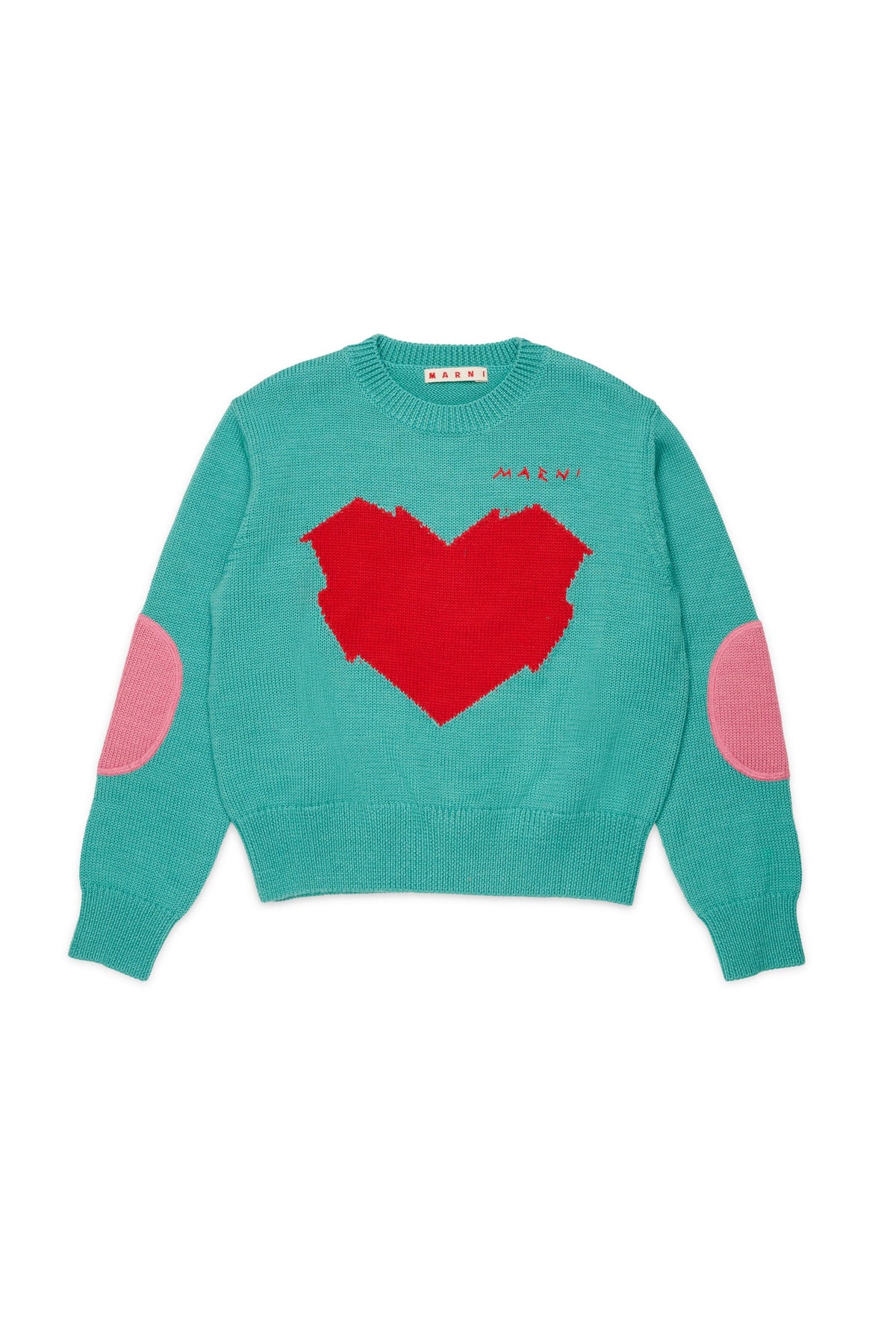 MARNI Maglione girocollo Tiffany con cuore rosso