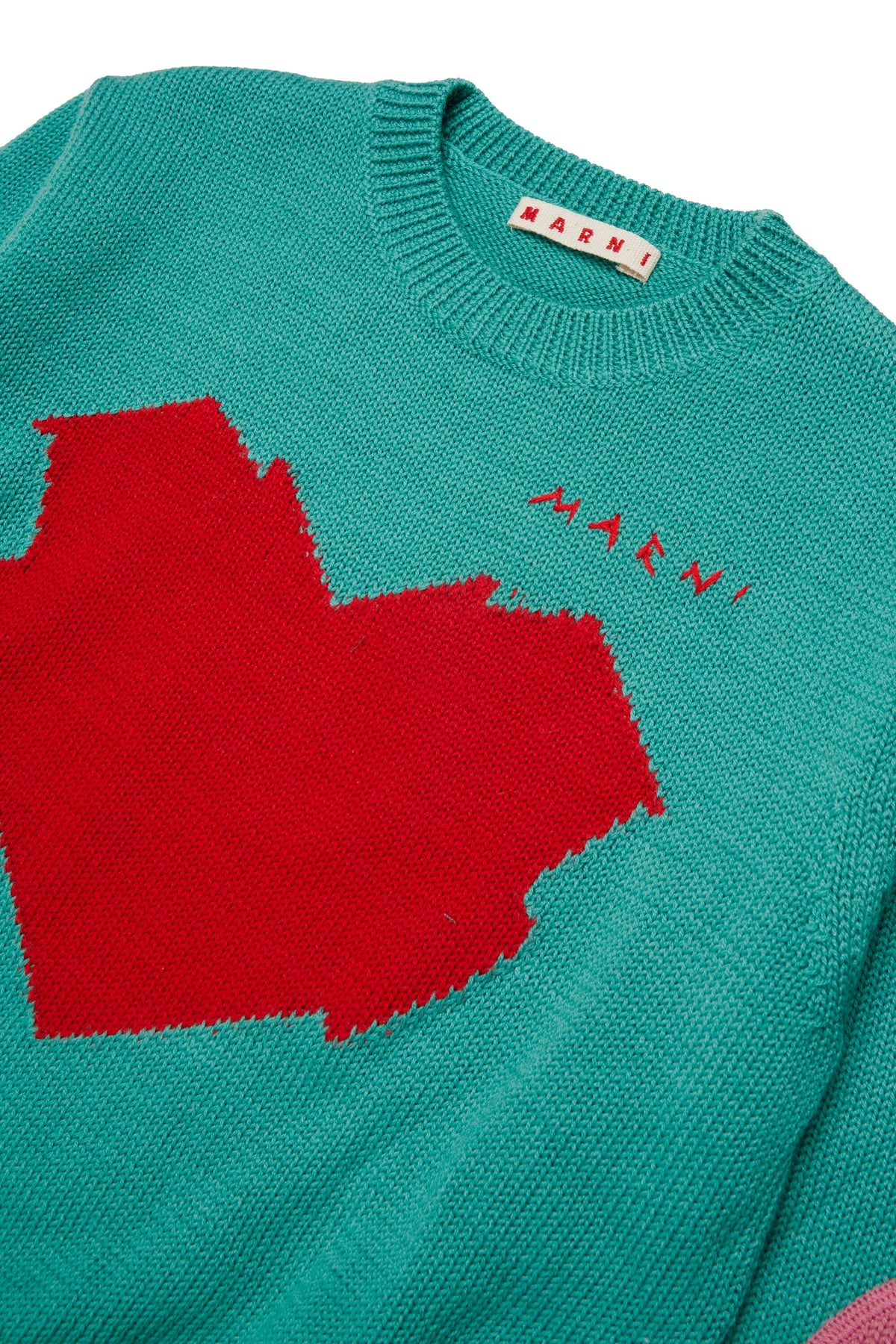 MARNI Maglione girocollo Tiffany con cuore rosso