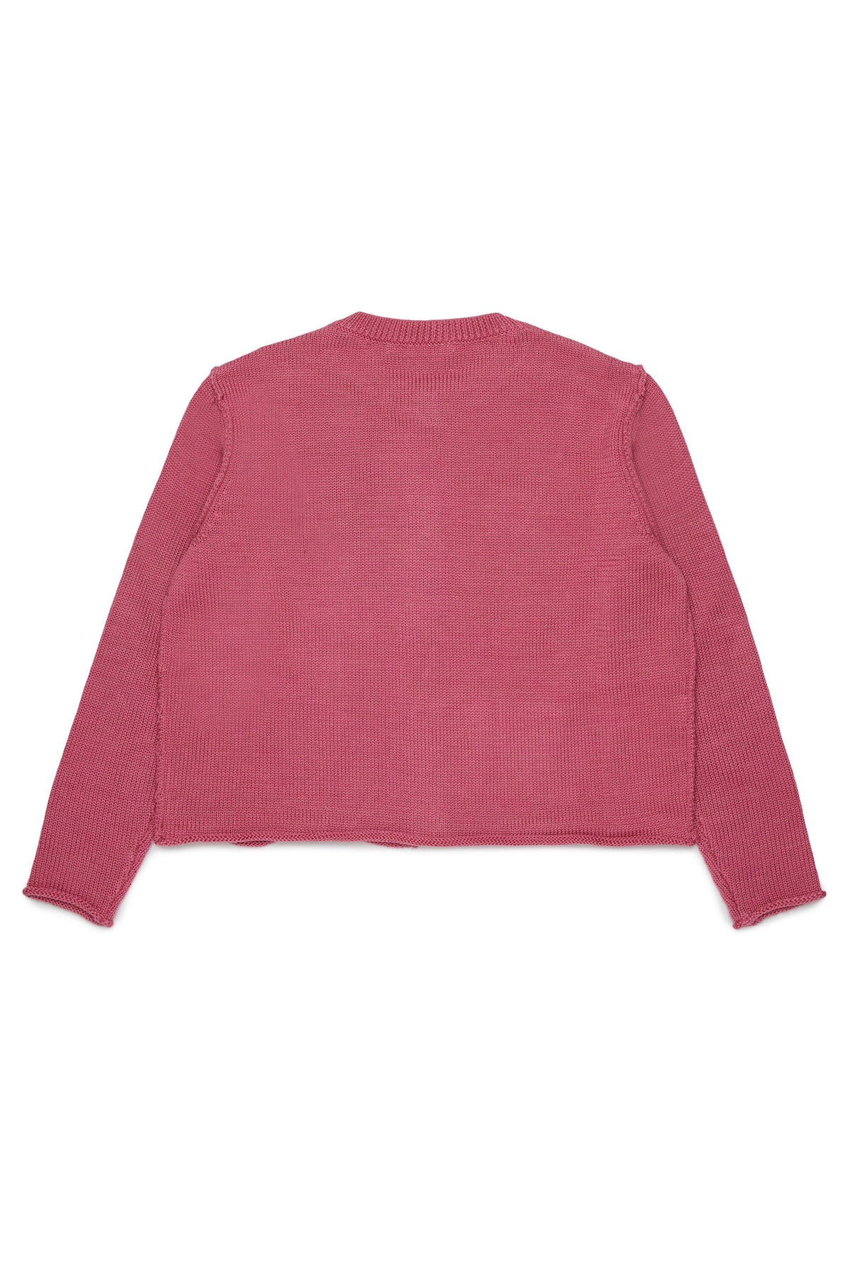 MARNI Cardigan rosa lampone in maglia con logo