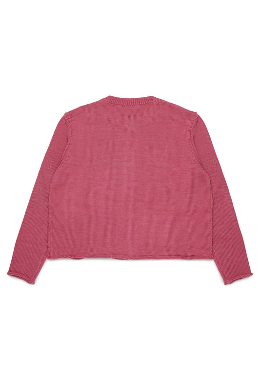 MARNI Cardigan rosa lampone in maglia con logo
