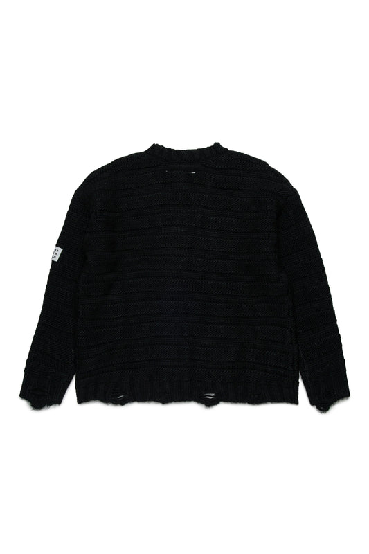 MM6 Margiela Cardigan in misto lana a coste con rotture