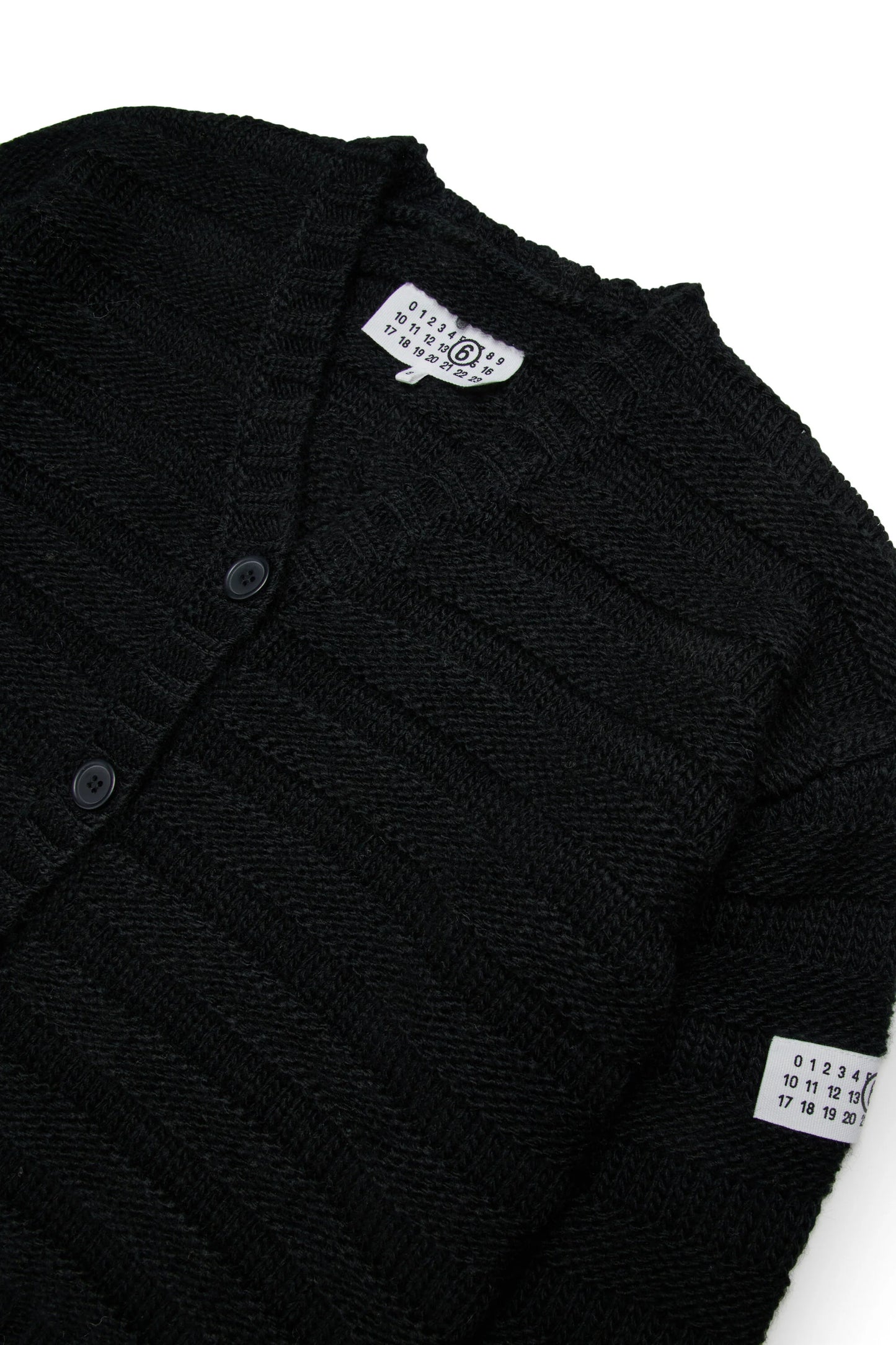 MM6 Margiela Cardigan in misto lana a coste con rotture