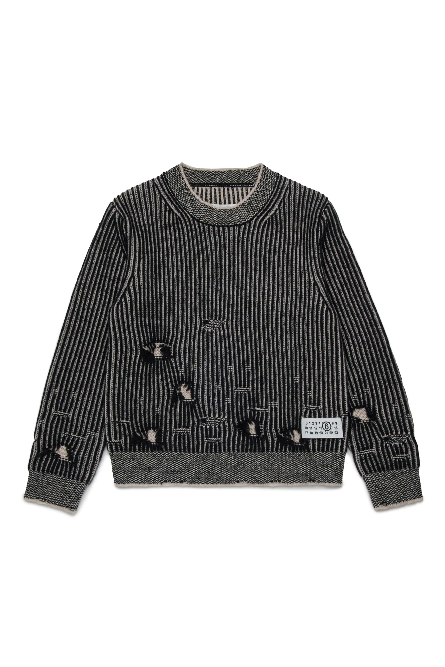 MM6 Margiela Pullover in lana a coste con rotture