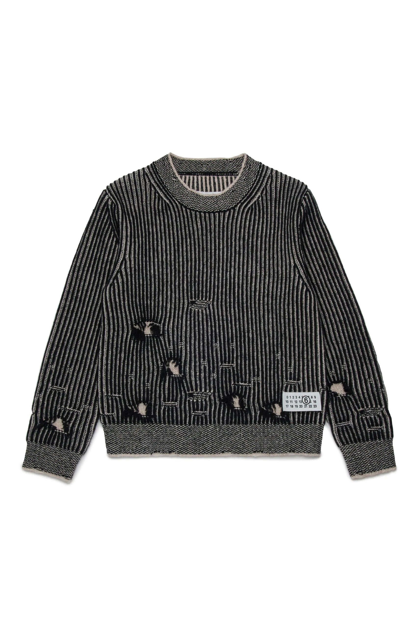 MM6 Margiela Pullover in lana a coste con rotture