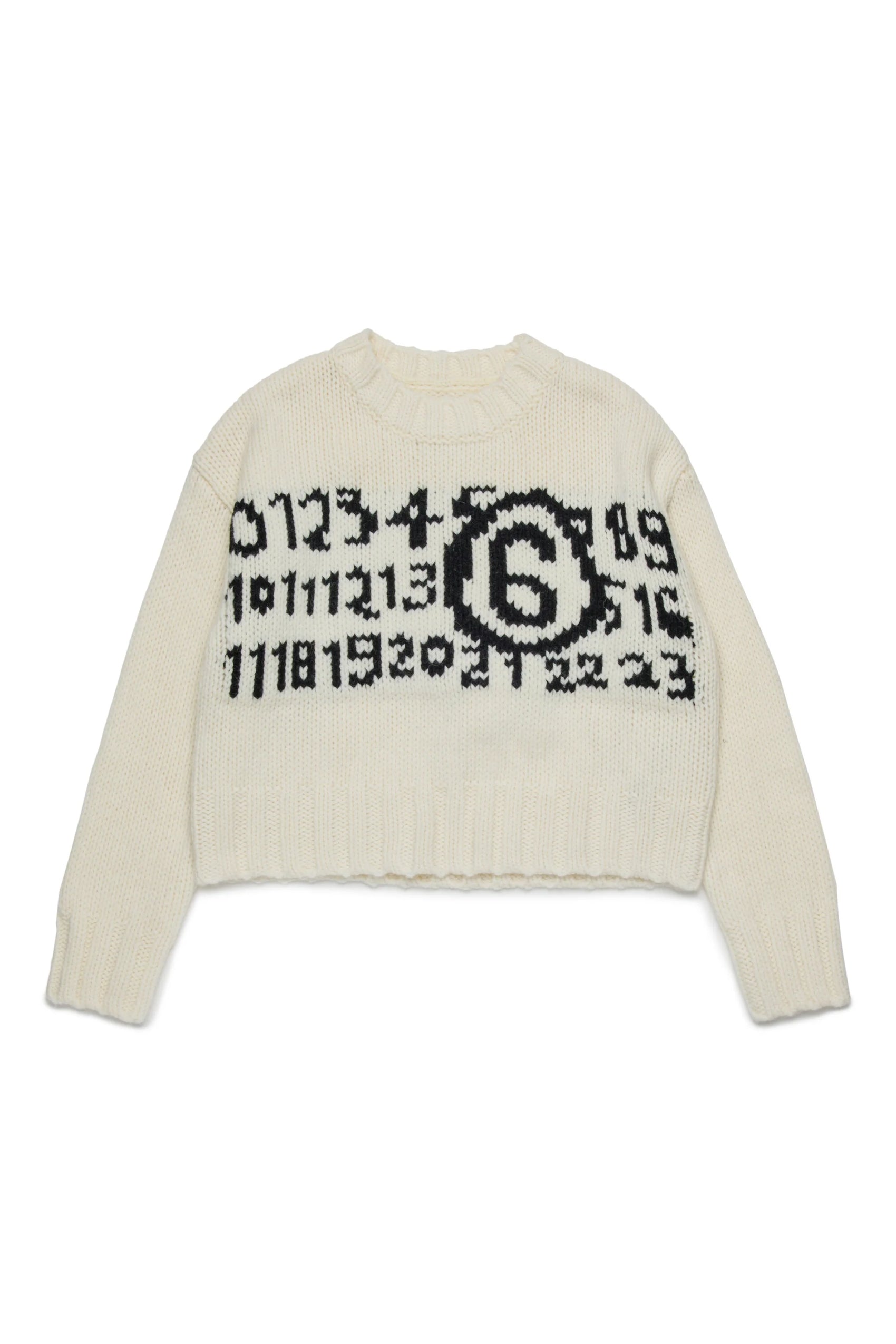 MM6 Margiela Pullover cropped in misto lana con maxi logo