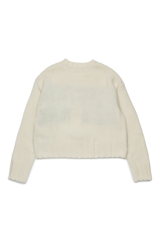 MM6 Margiela Pullover cropped in misto lana con maxi logo