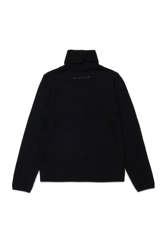 MM6 Margiela Dolcevita in maglia leggera misto lana nero