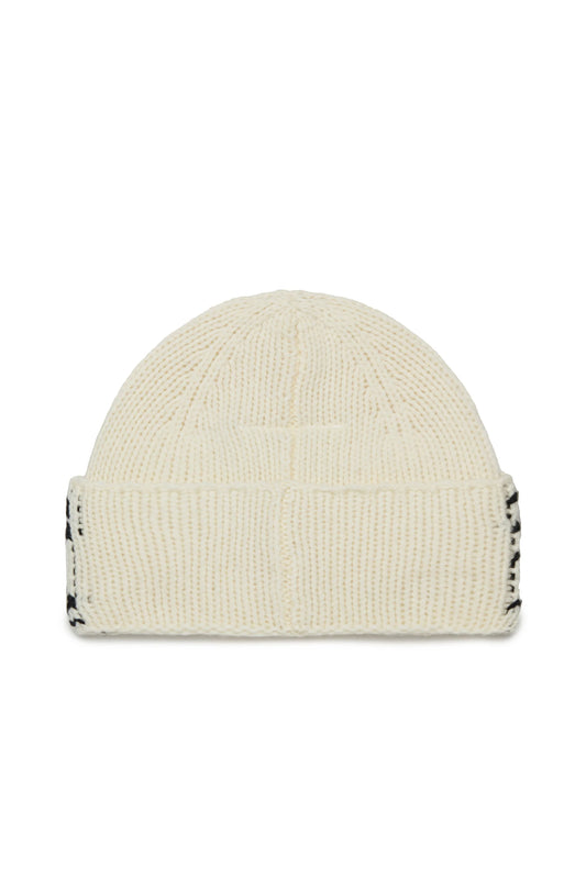 MM6 Margiela Berretto beanie bianco in maglia misto lana