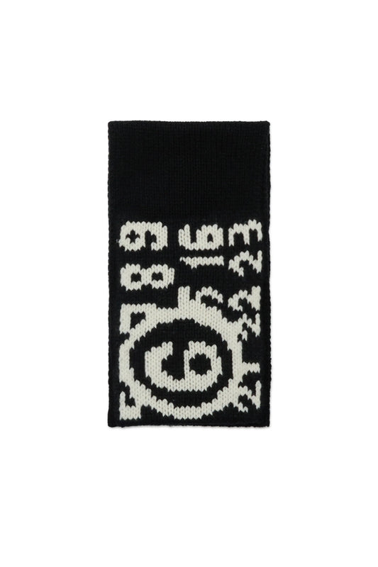 MM6 Margiela Sciarpa nera in maglia misto lana