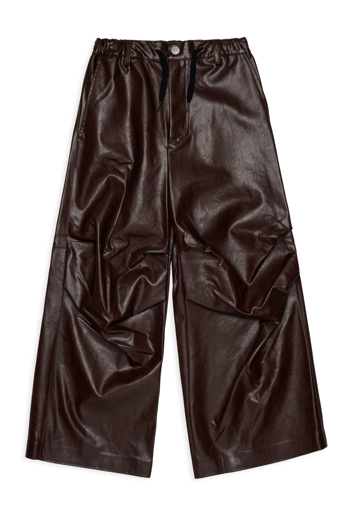 MM6 for Kids Pantalone marrone wide leg effetto pelle