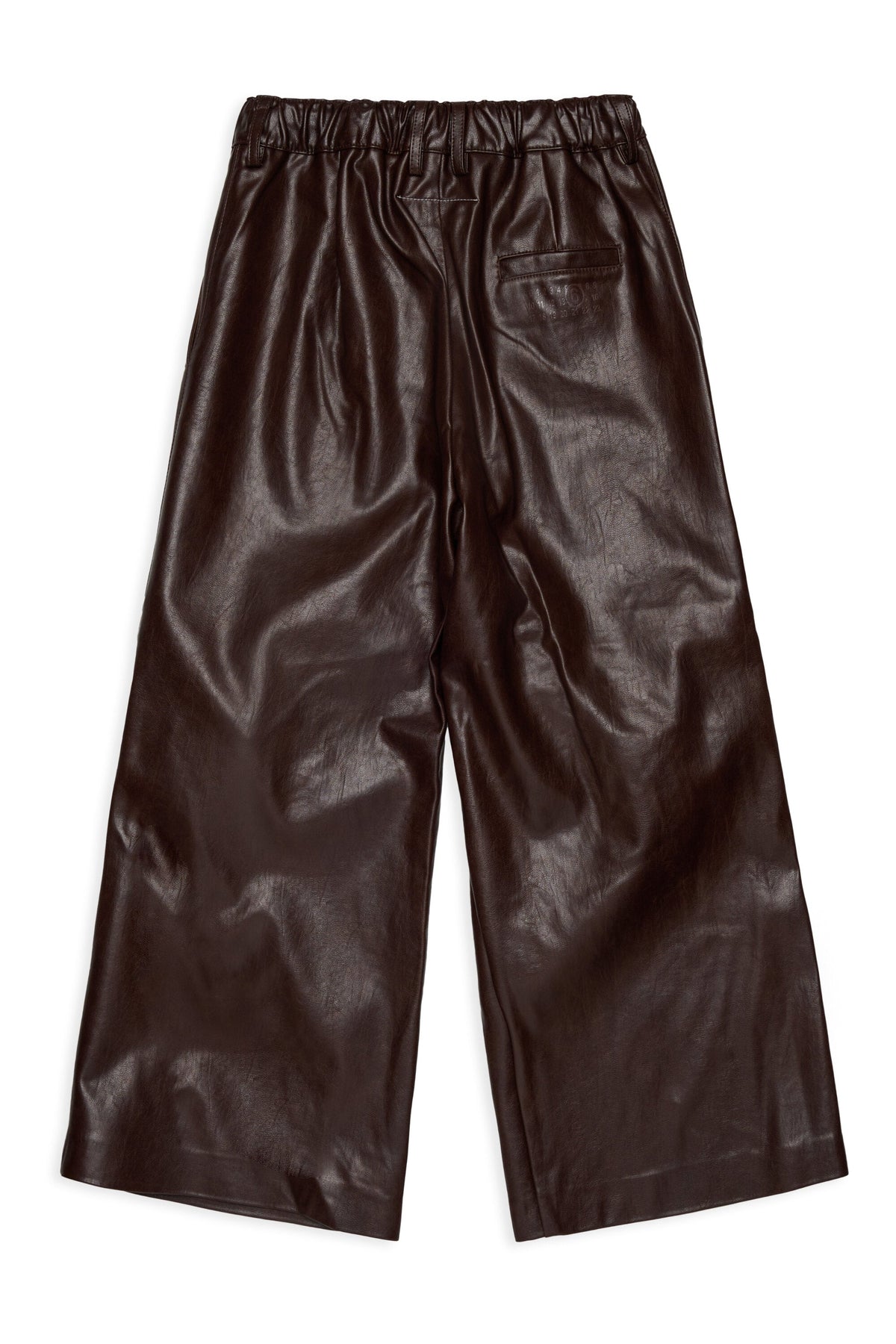MM6 for Kids Pantalone marrone wide leg effetto pelle
