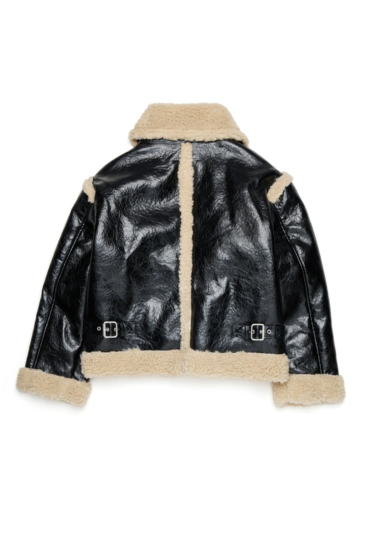 MM6 for Kids Giacca nera in montone ecologico con logo