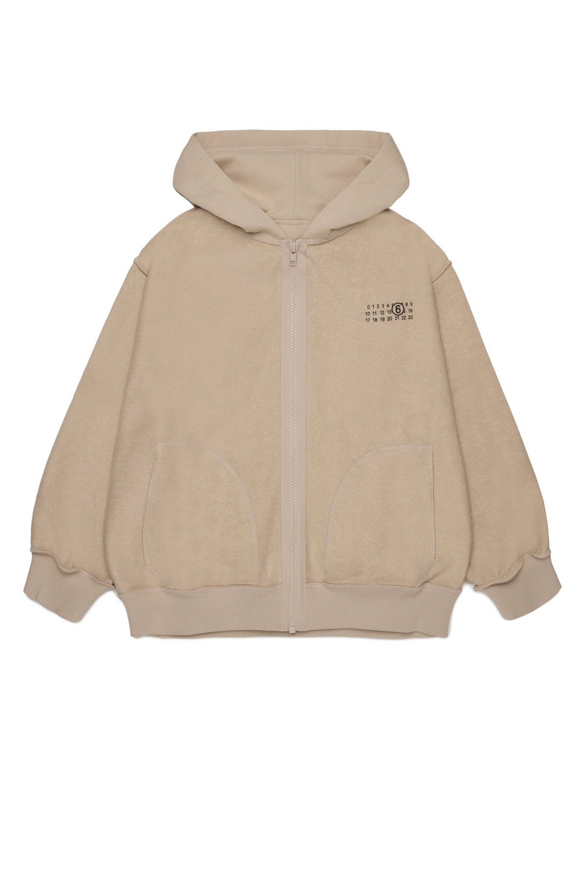MM6 for Kids Felpa miele oversize con zip e cappuccio
