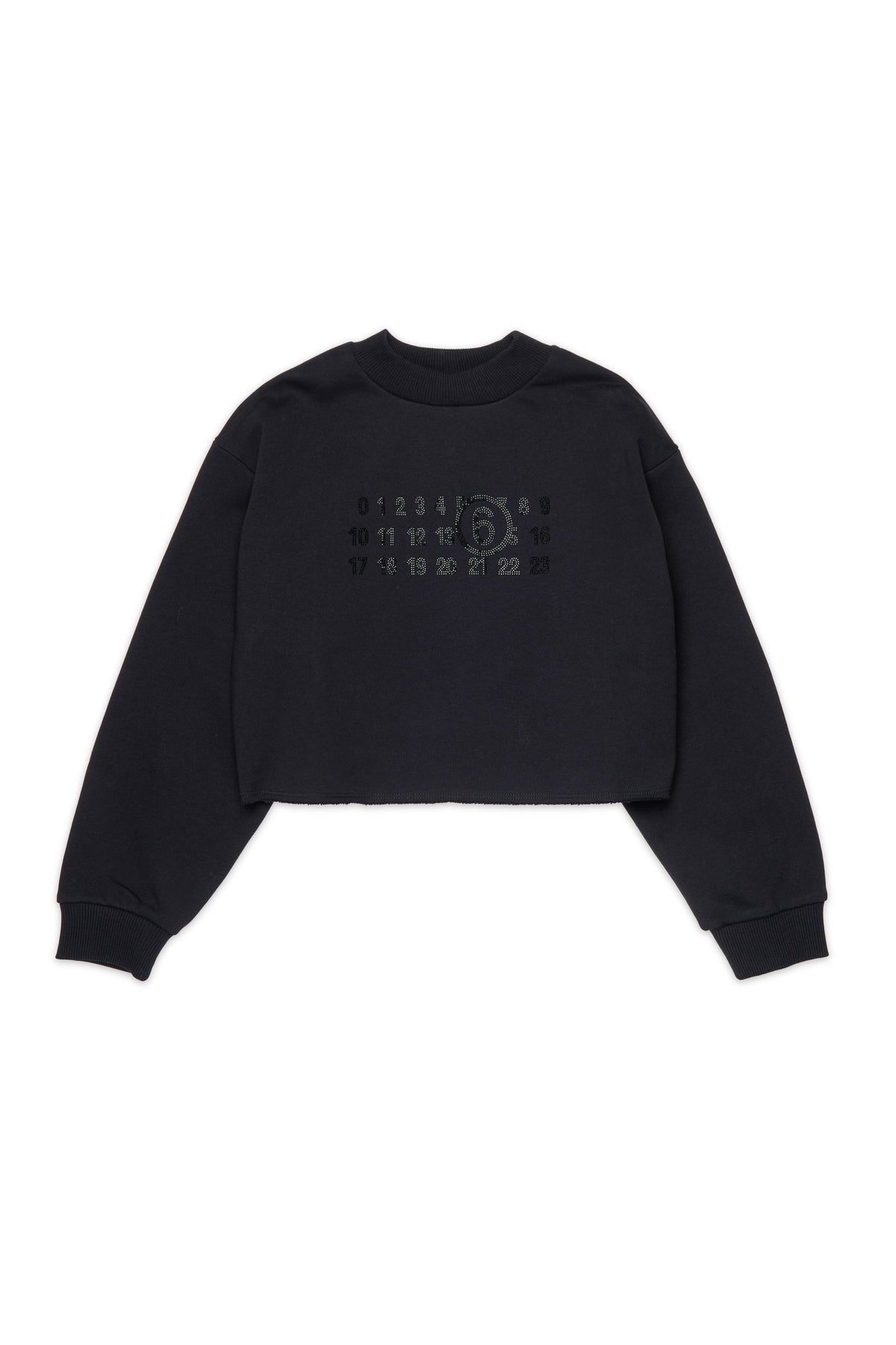 MM6 for Kids Felpa girocollo nera cropped con logo
