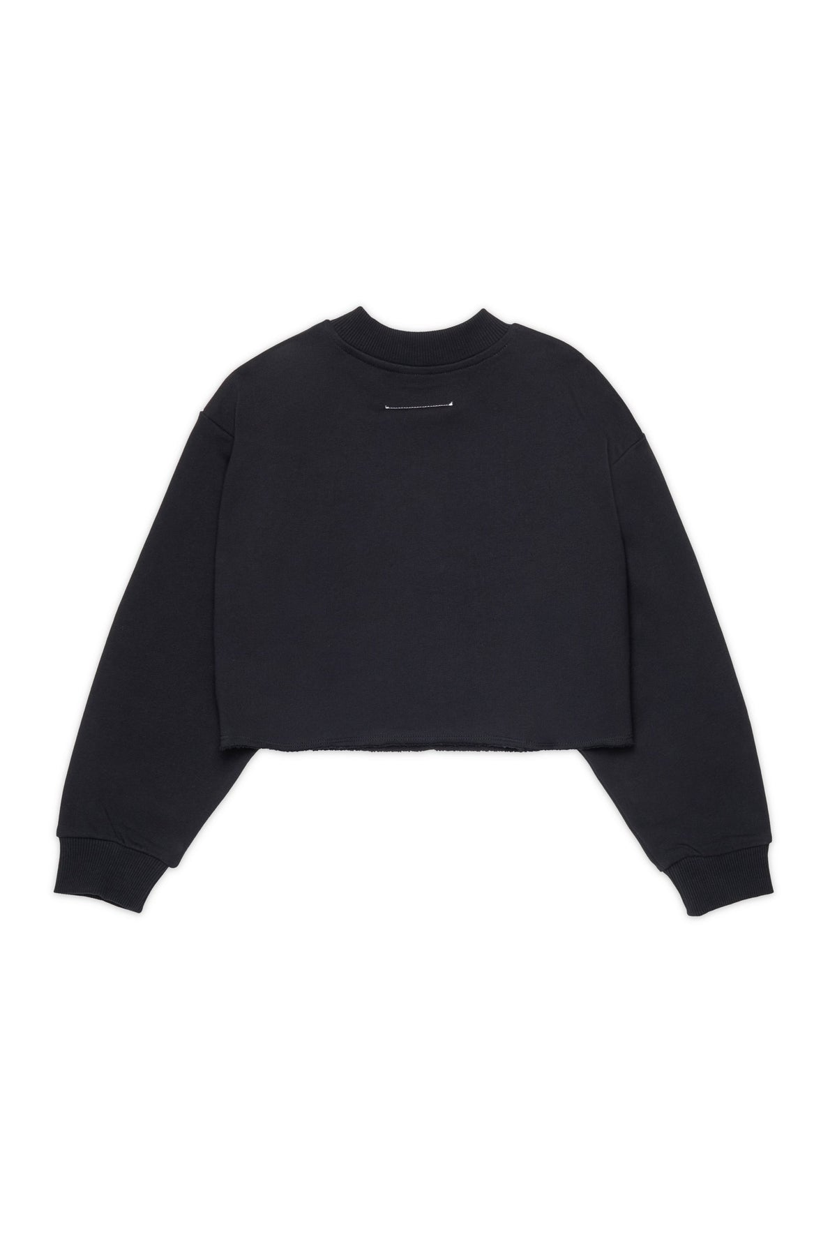 MM6 for Kids Felpa girocollo nera cropped con logo