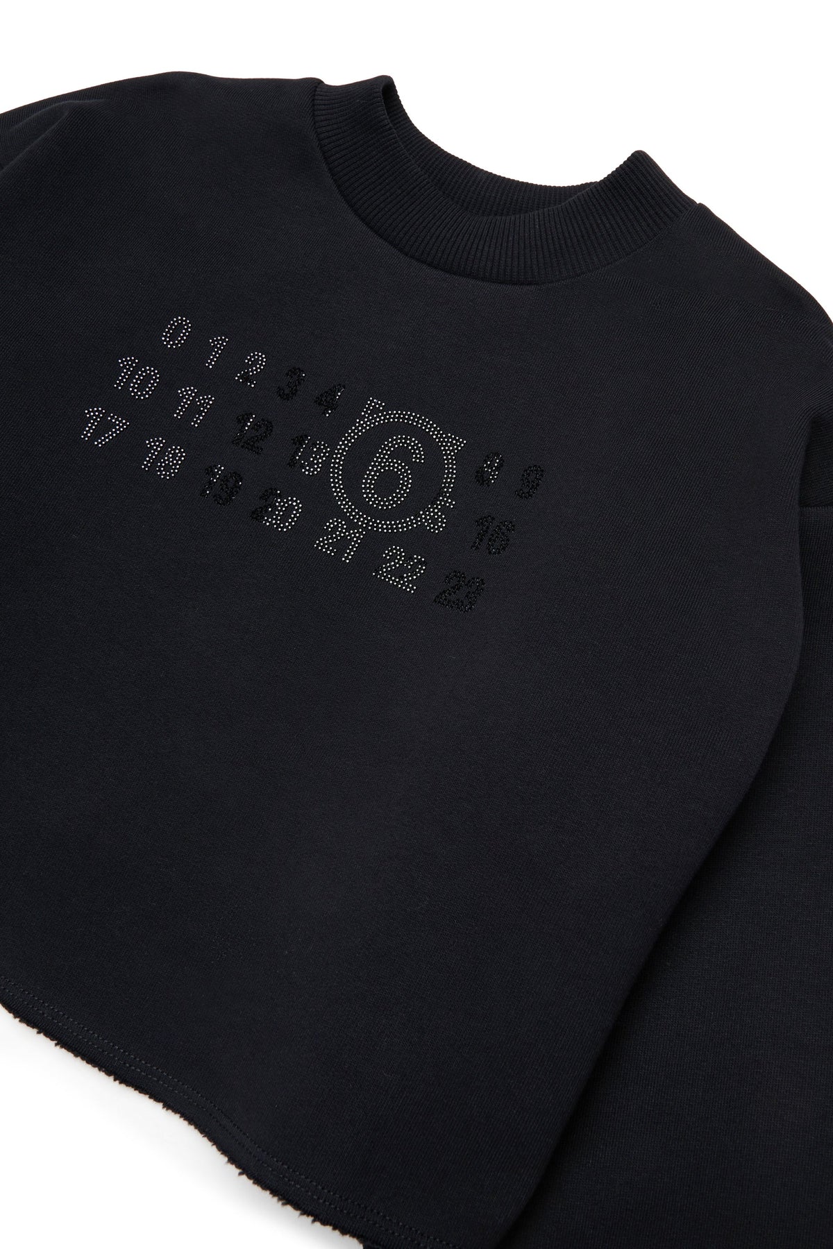 MM6 for Kids Felpa girocollo nera cropped con logo
