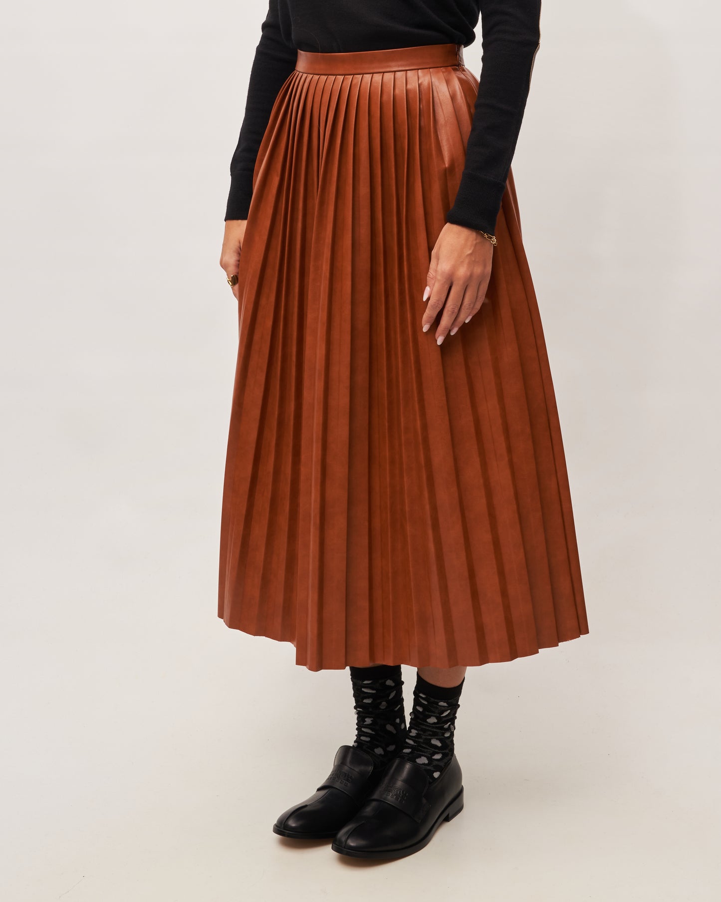 MM6 Margiela gonna ecopelle cognac