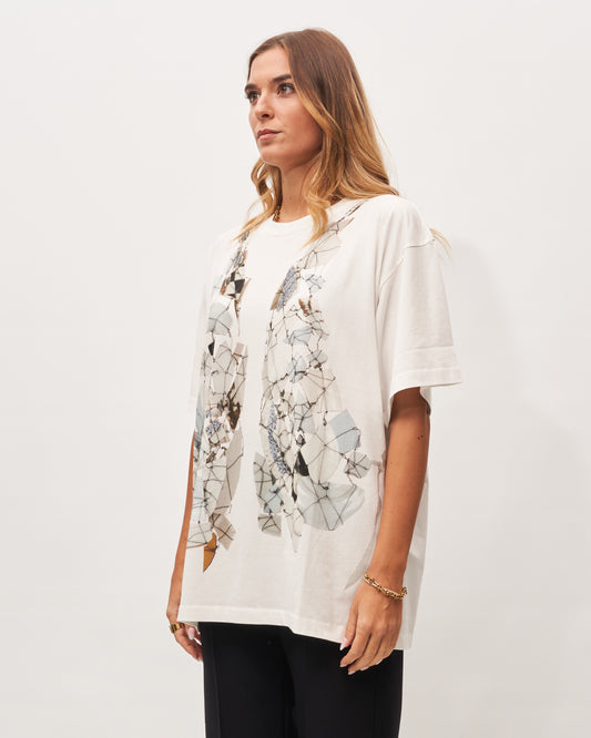 MM6 Margiela t-shirt bianca stampa orecchini