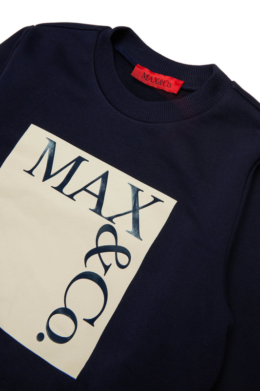 MAX&Co. Felpa girocollo blu con logo