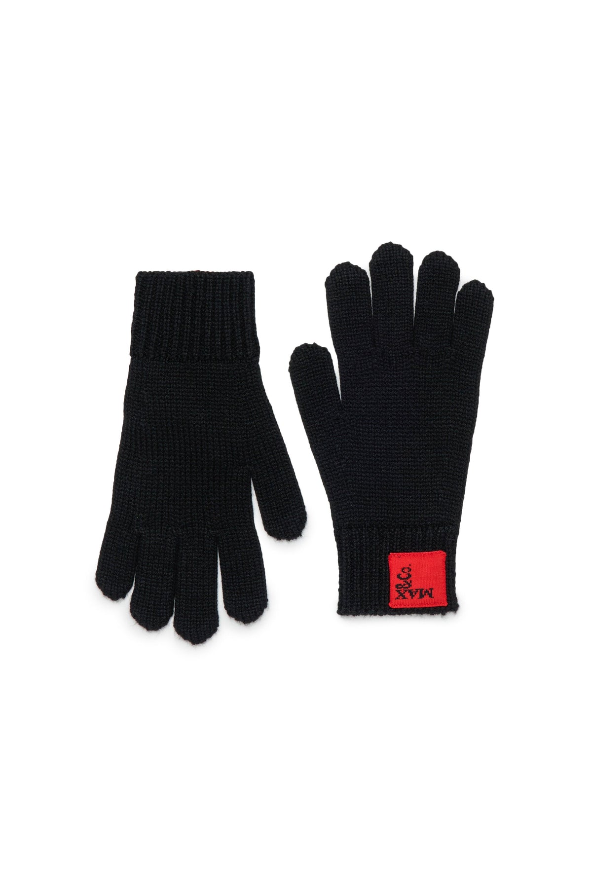 MAX&Co. Guanti neri in misto lana con patch logo