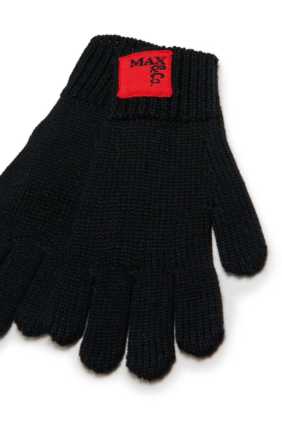 MAX&Co. Guanti neri in misto lana con patch logo