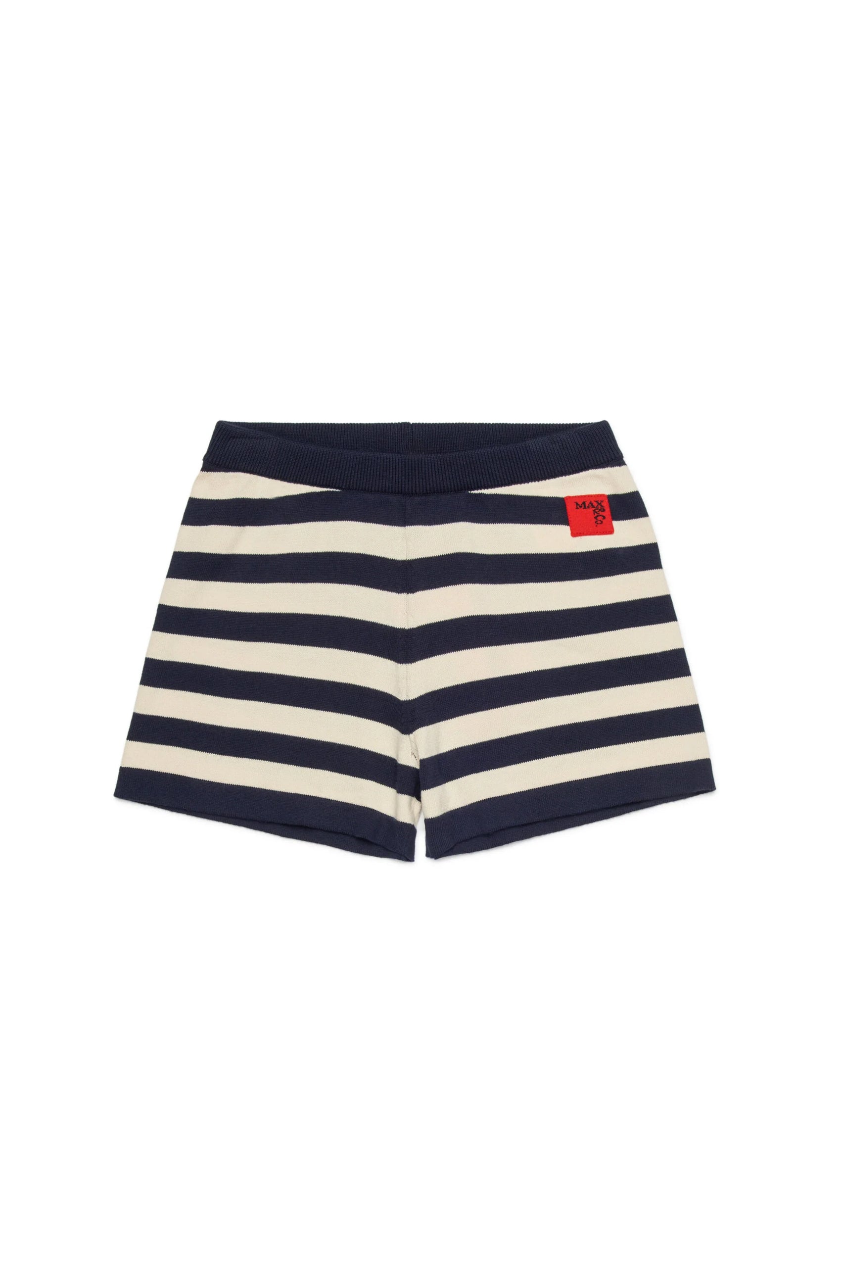 MAX&Co. Shorts in maglia a righe con logo