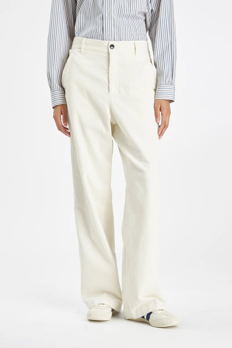 Barena pantalone latte in velluto a coste