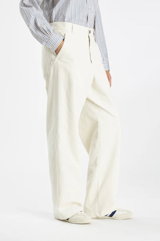 Barena pantalone latte in velluto a coste