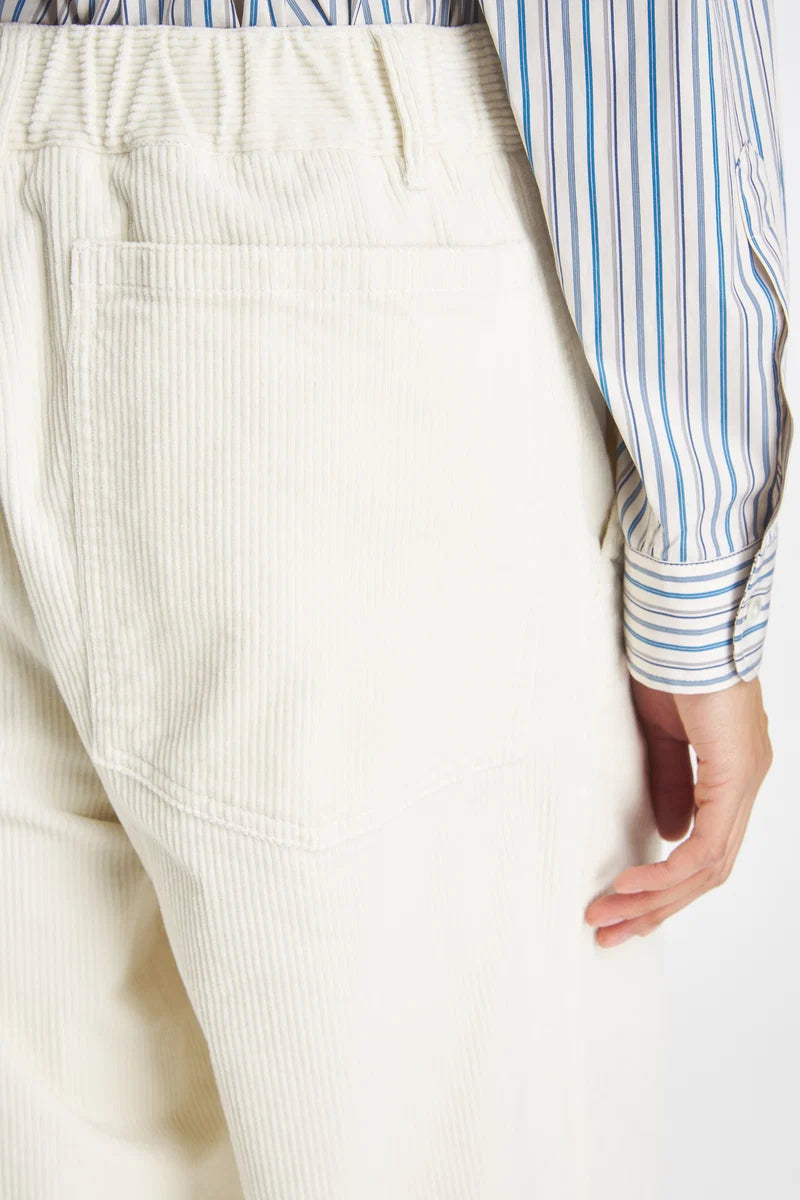 Barena pantalone latte in velluto a coste