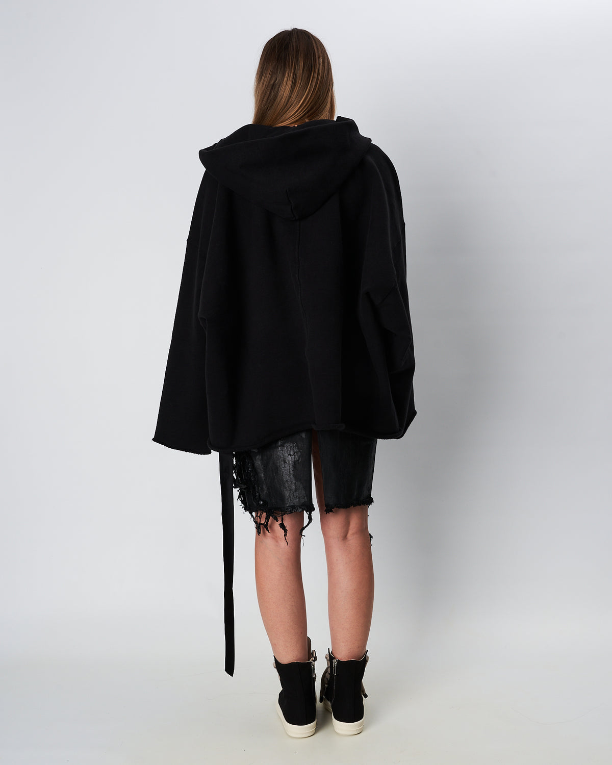 Rick Owens maxi felpa nera con cappuccio